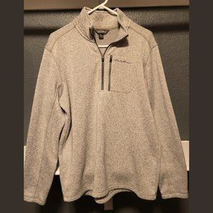Eddie Bauer 1/4 Zip Beige Fleece Long Sleeve Sweater Large